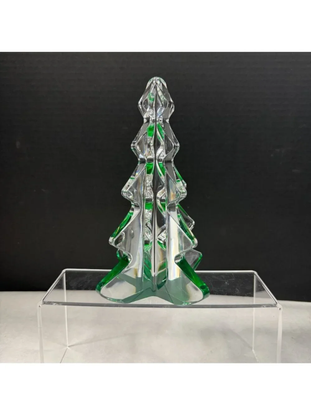 Vintage Mikasa Christmas Spirit Tree Clear & Green Crystal Glass Decor